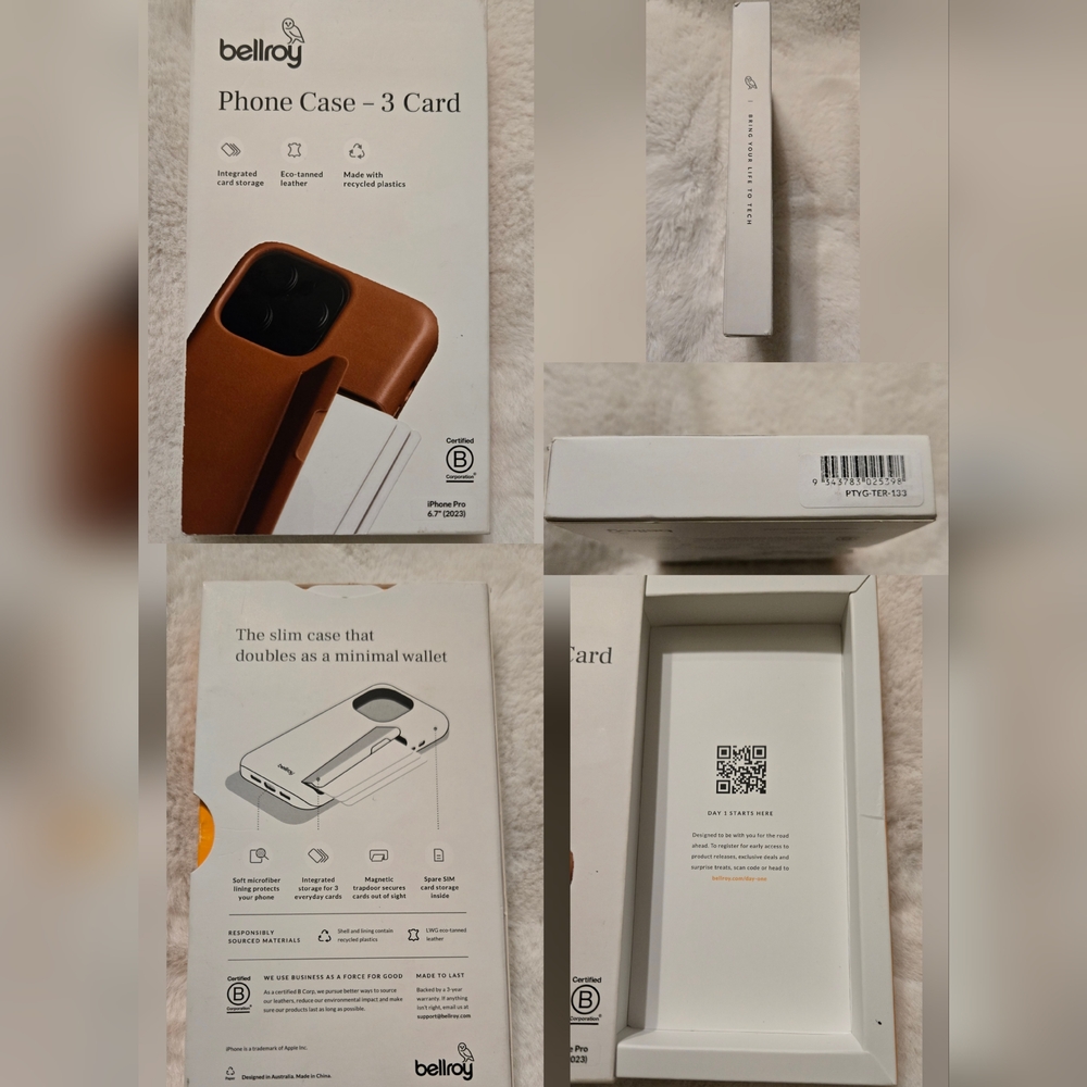 Bellroy Leather Case For iPhone 15 Pro Max (6.7") 3 Card Terracotta New In Box - Picture 14 of 16